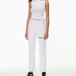 AGOLDE Lana Slice Mid Rise Straight Jeans in Element White